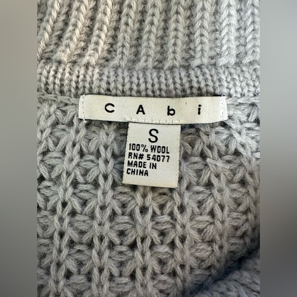 CAbi 346 100% Wool Cardigan Sweater Gray Chunky Cable Knit Pockets Long Length - Picture 5 of 8